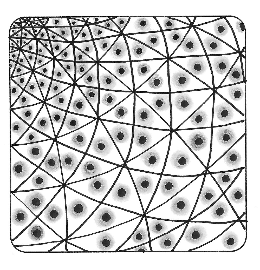 @mariebcreates #tombowfudenosuke Grid Glow Tangle created by Marie Browning