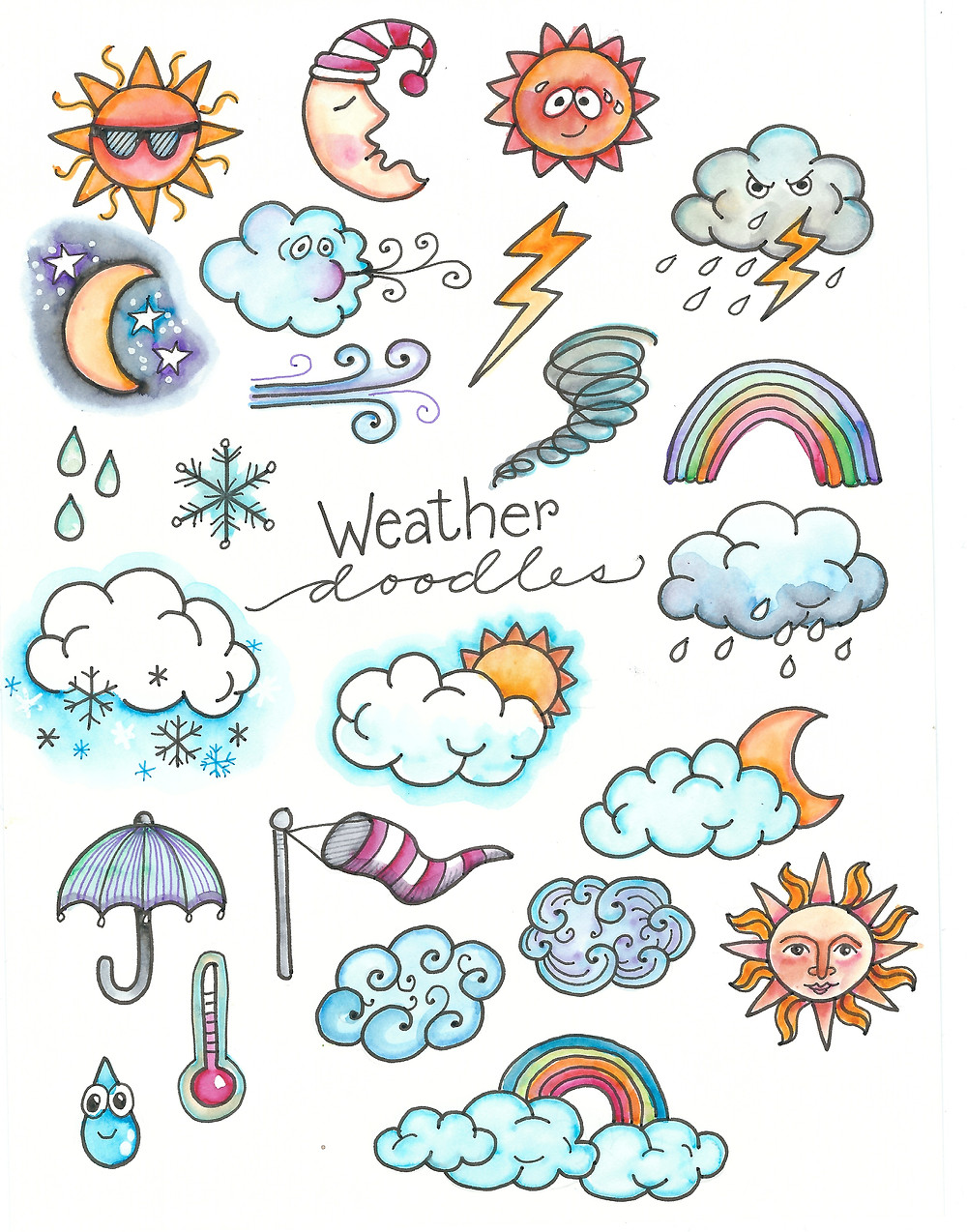 @mariebcreates #tombowusa #doodles #plannerlove Weather Journal Doodles