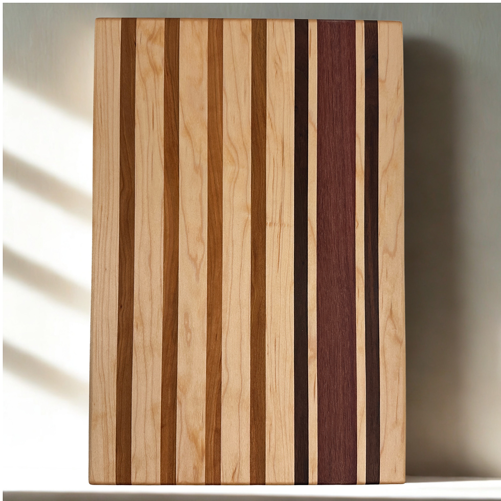 Thumbnail: Striped Wood Cutting Board – White Maple, Cherry, Walnut & Purple Heart