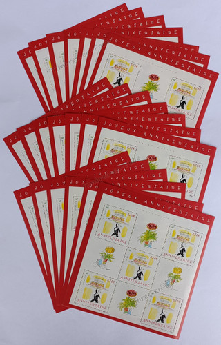 Lot de 20 feuillets de timbres à 0,50 € (100 timbres) - Joyeux Anniversaire | Timbres En Folie Lot de 20 feuillets de timbres à 0,50 € (100 timbres) - Joyeux Anniversaire | Timbres En Folie