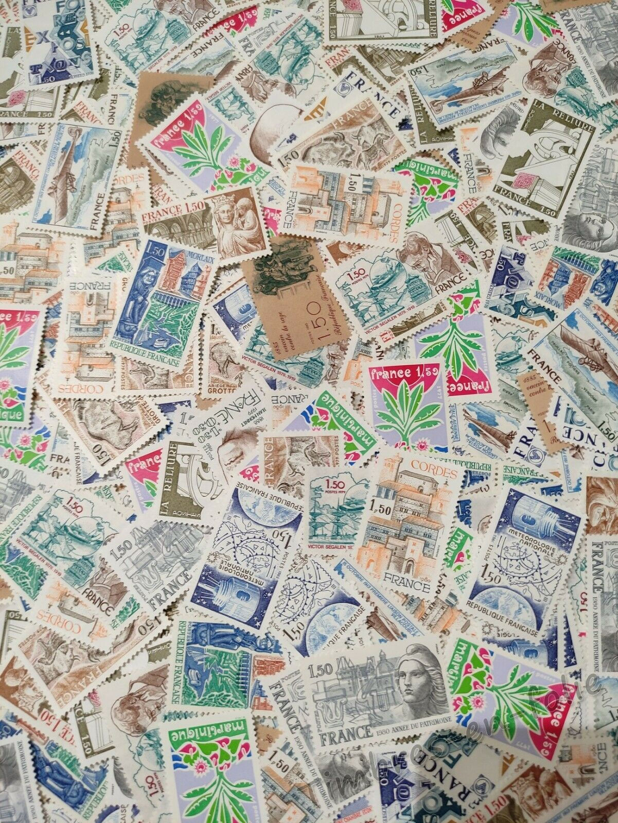 Lot de 100 timbres à 1,50 Francs
