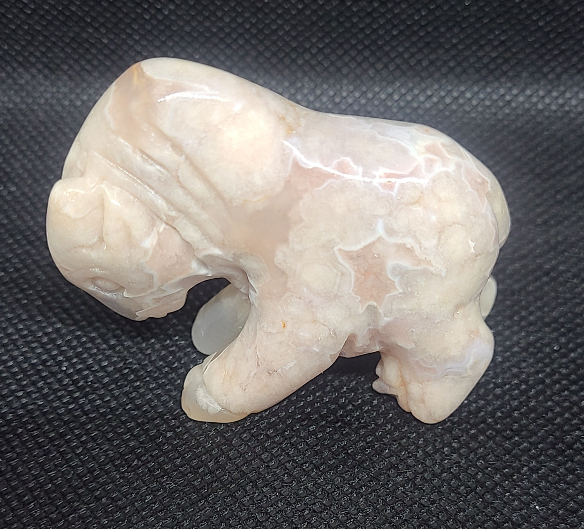 Flower Agate Bull Carving