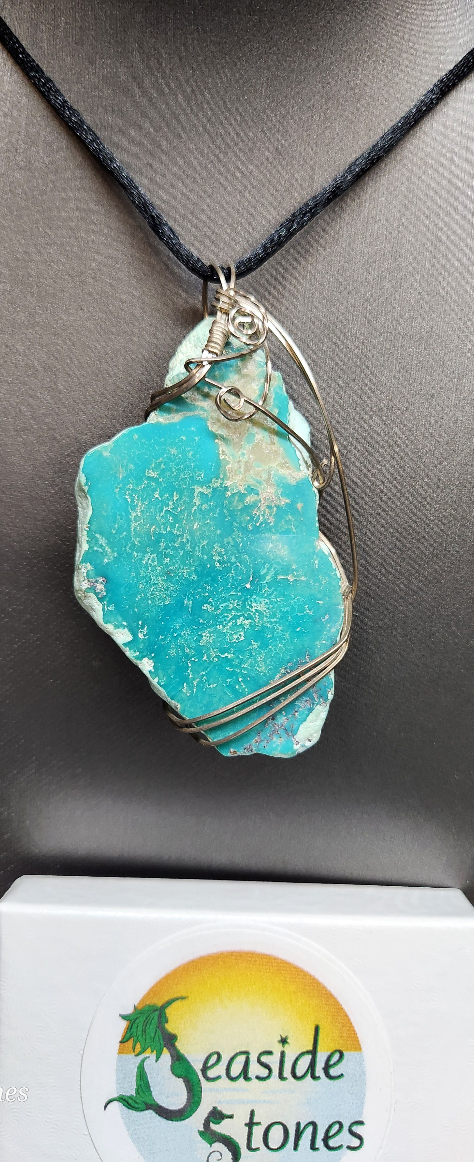 Arizona & Sterling Silver Turquoise Wire Wrapped Pendant
