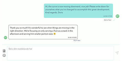 Messaging view in the web careportal