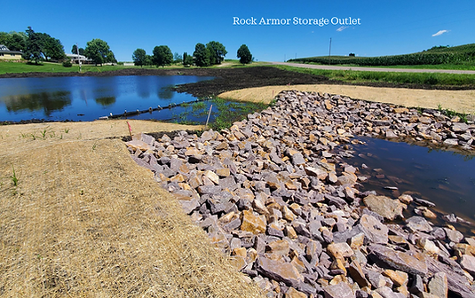 a wetland create by a berm and a rock chute outlet