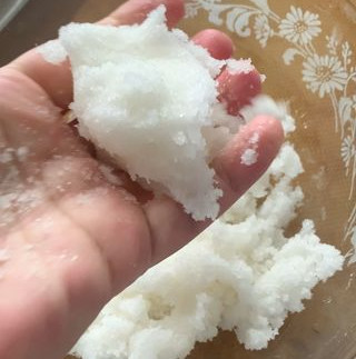 Mixture holding shape after being squeezed into a ball with my hand.