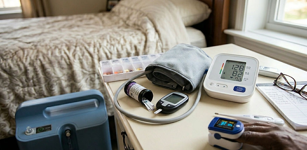 Close-up view of medical equipment used in home care