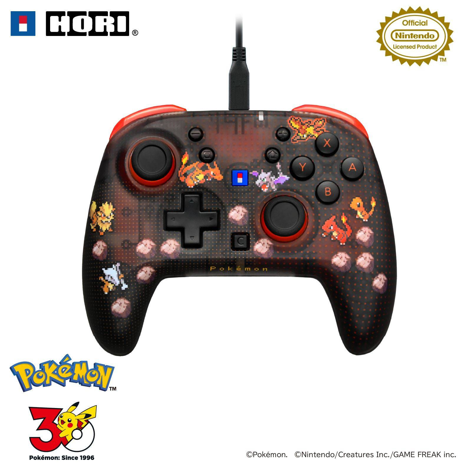 Nintendo Switch 2: Pokémon Pixel Art - Wired Horipad TURBO (Pixel - Red - Ver.)