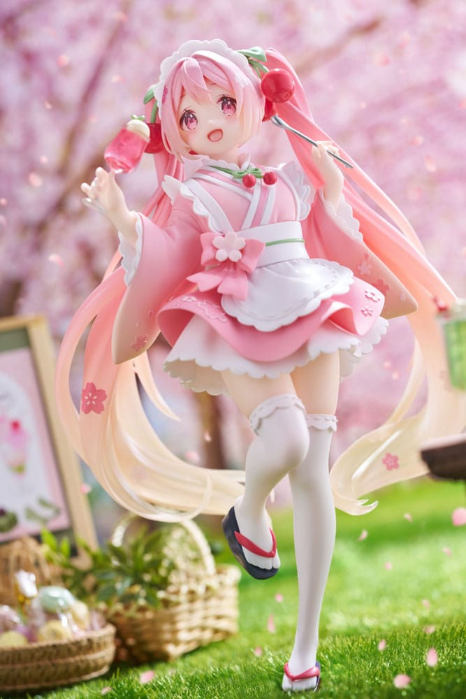 Miniatura: Hatsune Miku Statue Newley Written Sakura Miku Japanese Cafe Ver. Reissue 18 cm