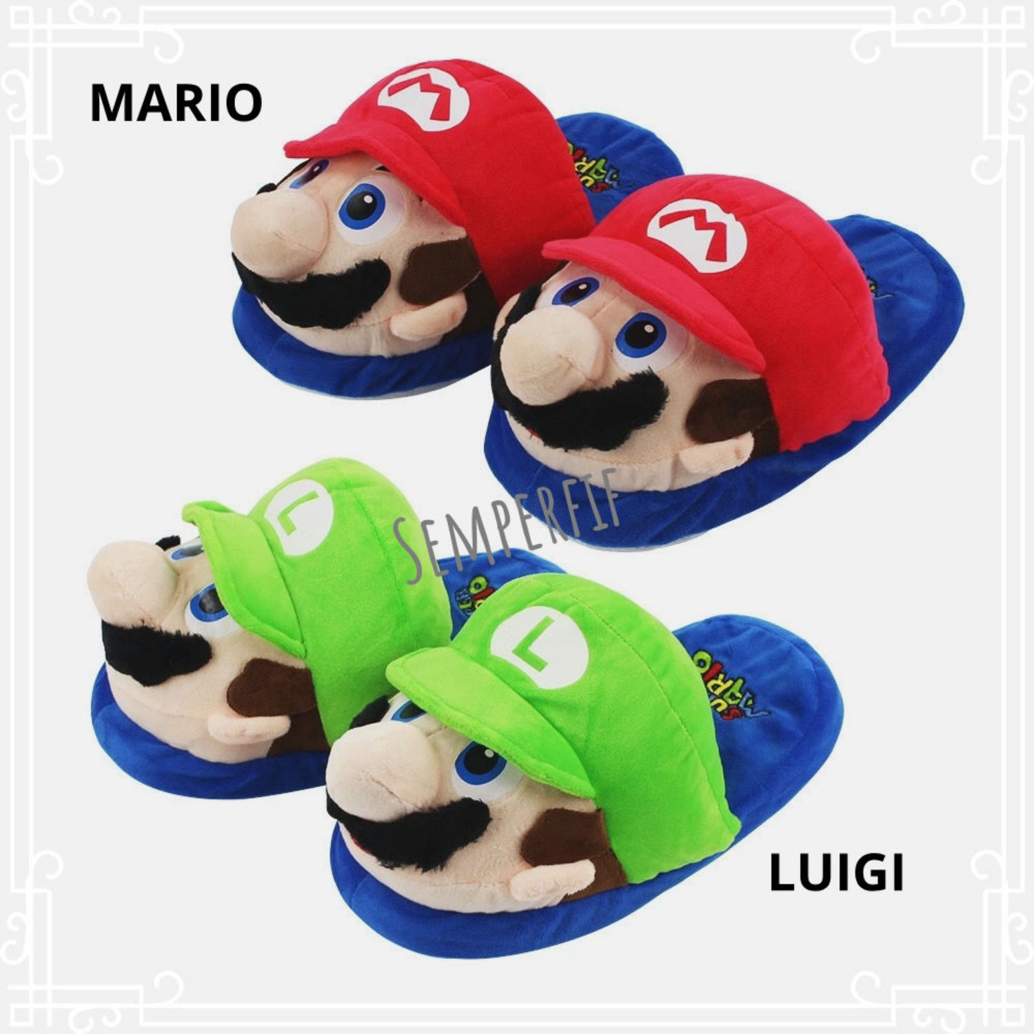 Super Mario - Chinelos Mario e Luigi