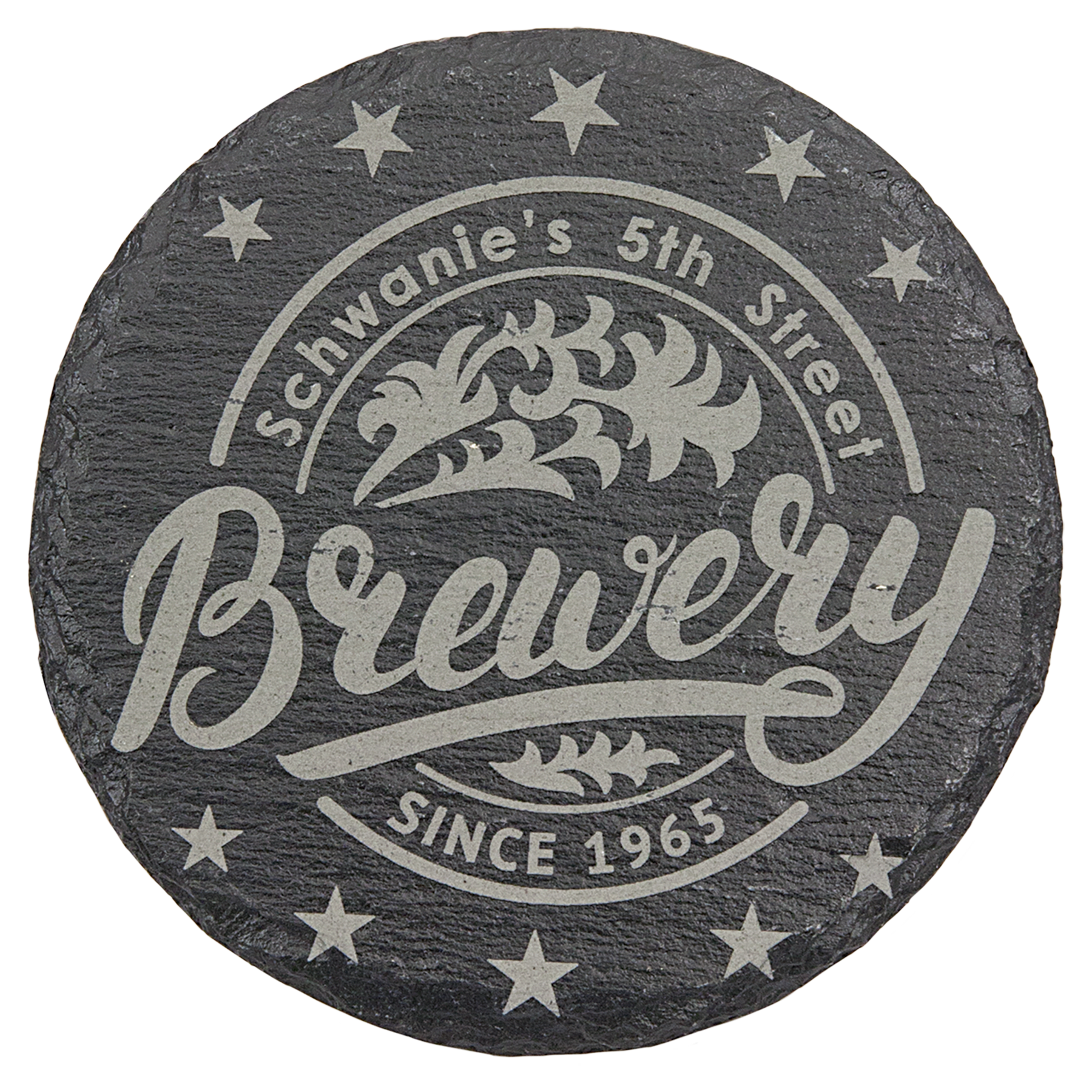 Custom Engraved Slate Coaster Set - 4" Round (Set of 4)