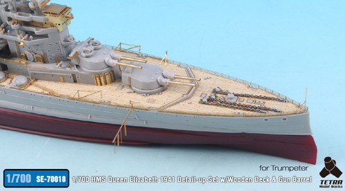 1/700 HMS Queen Elizabeth 1941 Detail-up Set w/Wooden Deck & Gun