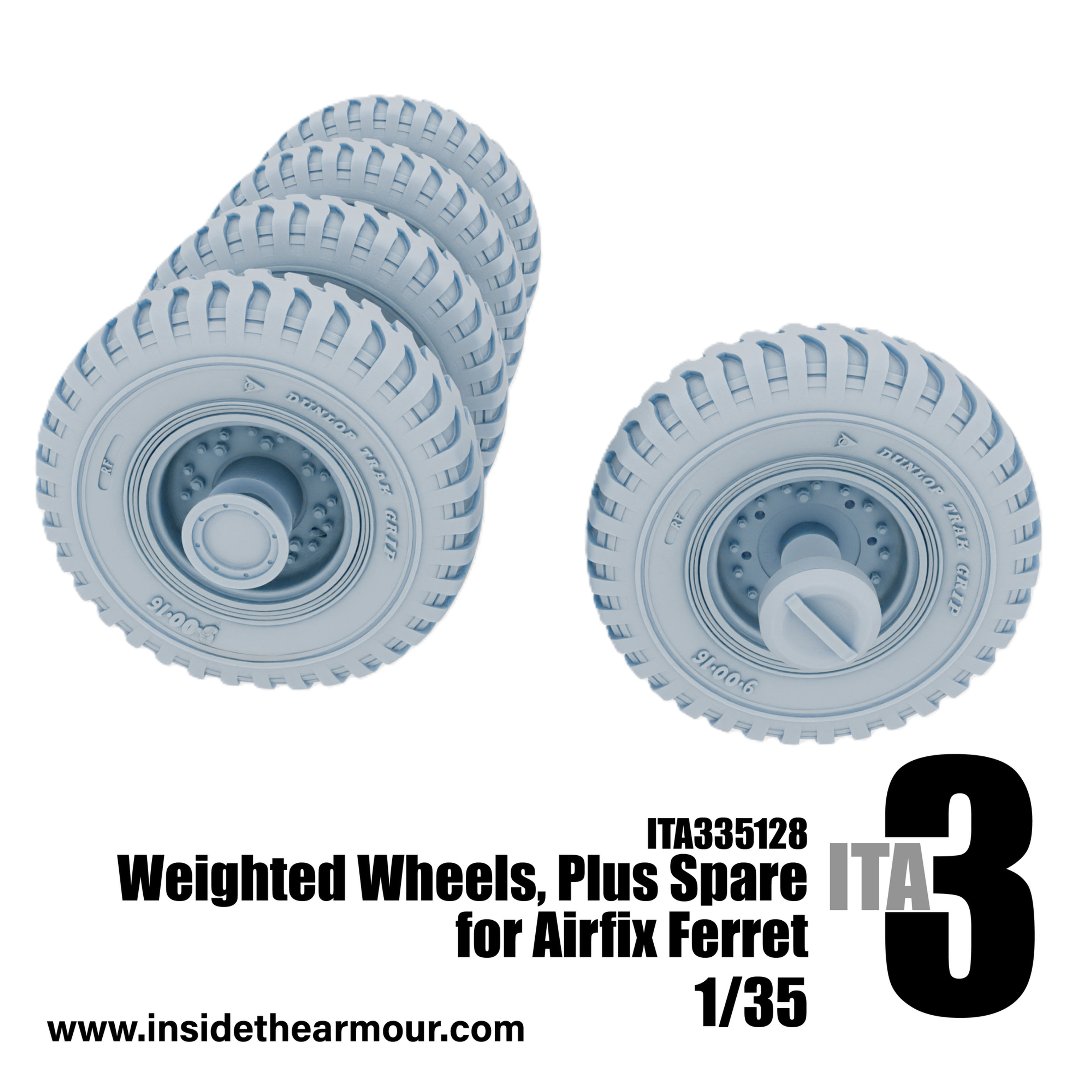 ITA335128 Lightly Weighted Wheels for Airfix 1/35 Ferret