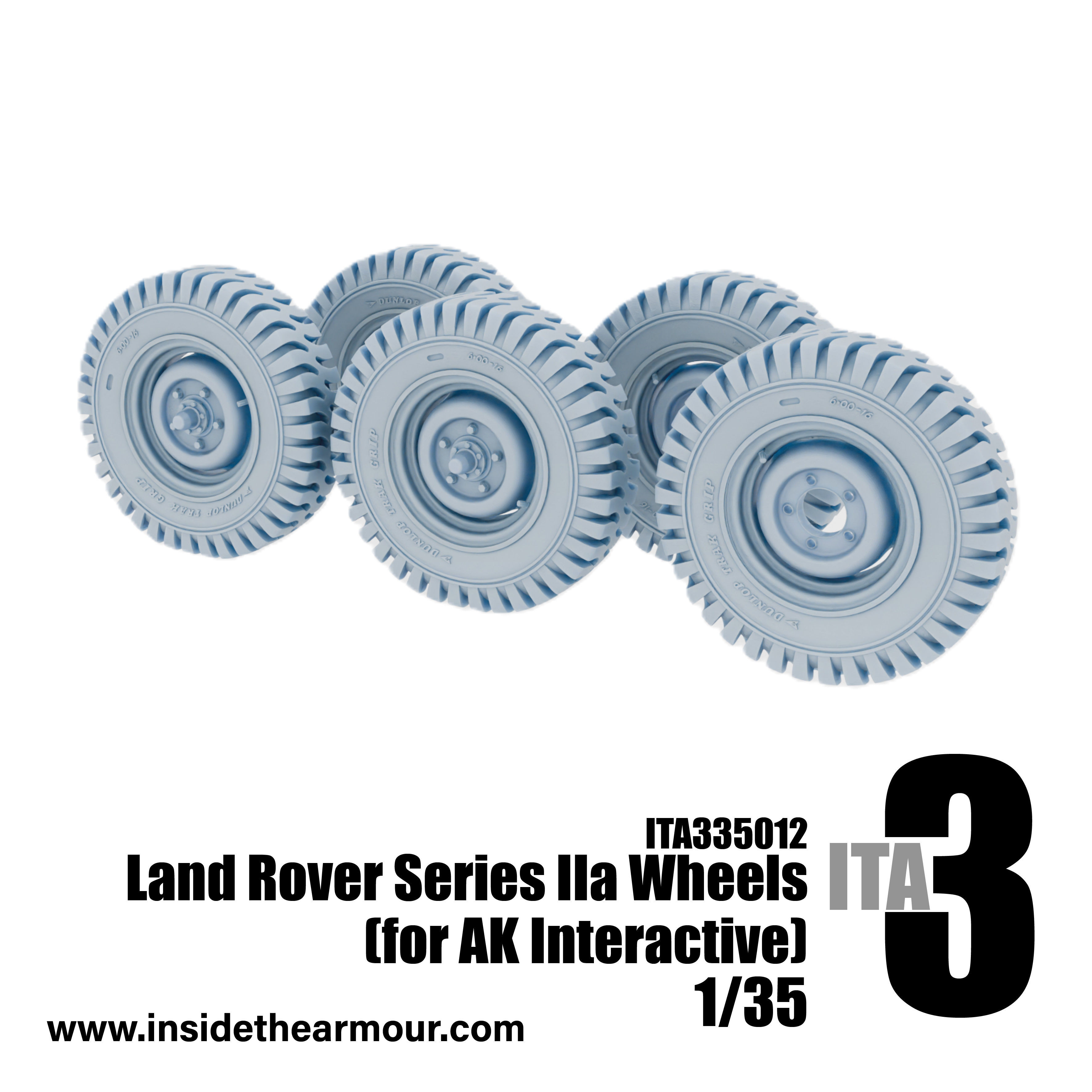 ITA335012 Lightly Weighted Wheels for AK Interactive Land Rover Series IIa 1/35