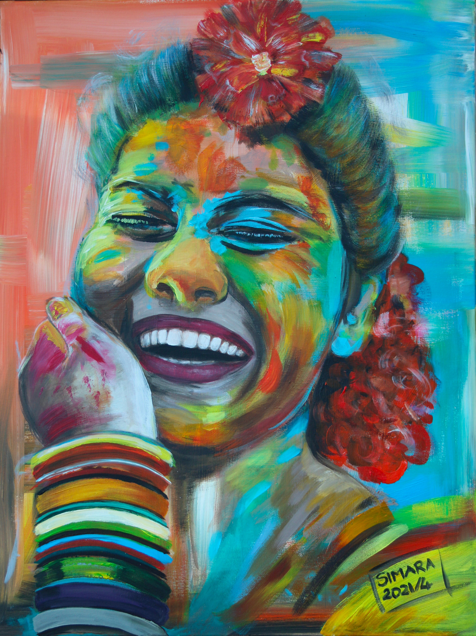 HAPPY WOMAN – Acryl auf Leinwand, 80 × 60 cm