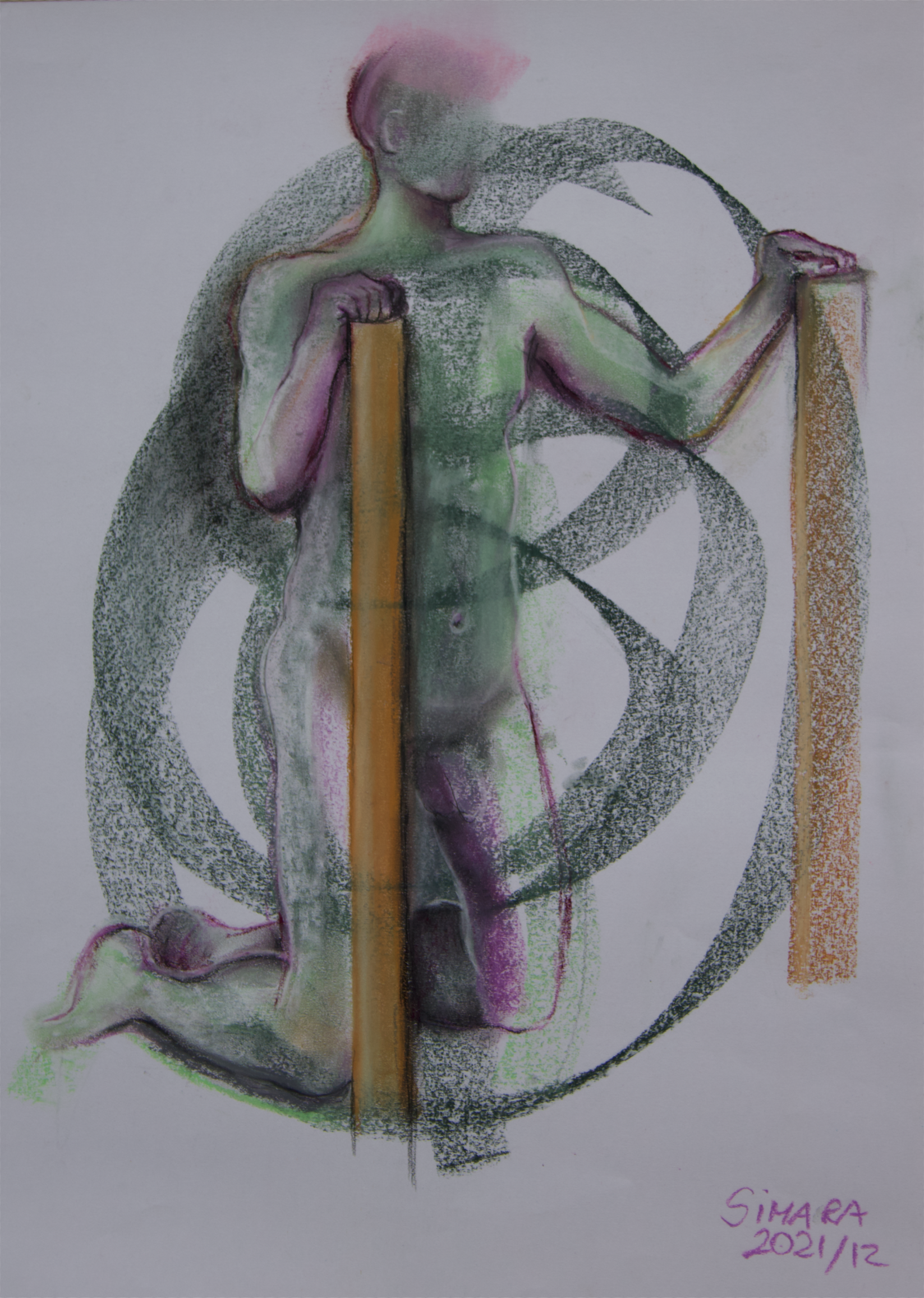 WORKING MAN – Mischtechnik auf Papier, 60 × 42 cm