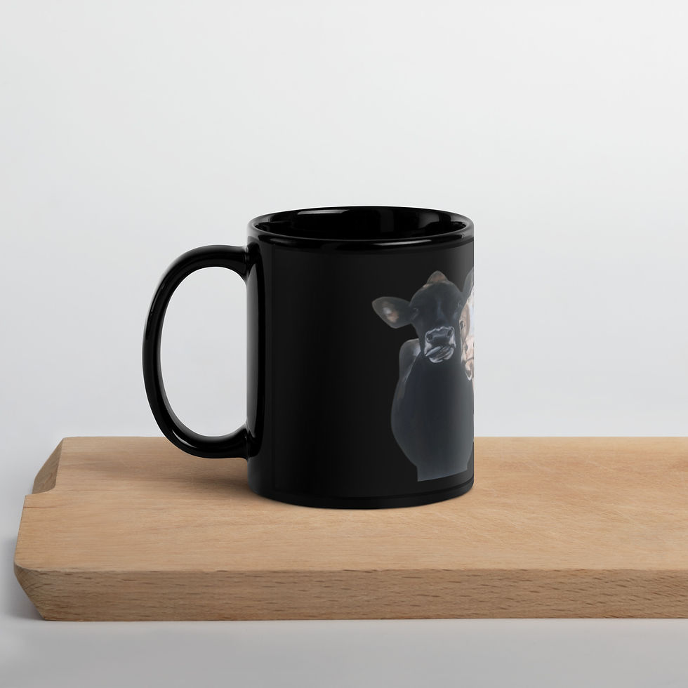 Miniaturbild: Schwarze glänzende Tasse Serie Kühe