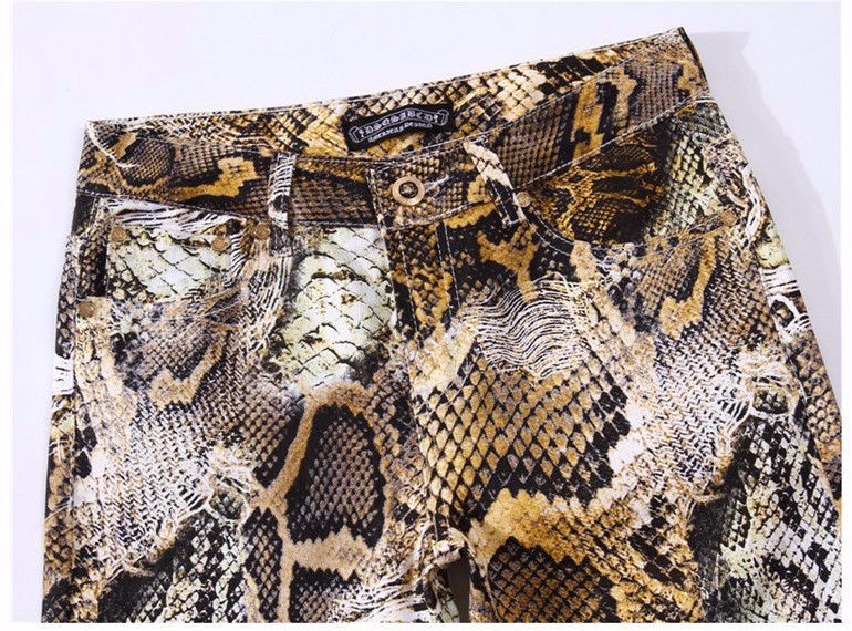 Thumbnail: Men's Python Snakeskin Print Skinny Denim Jeans