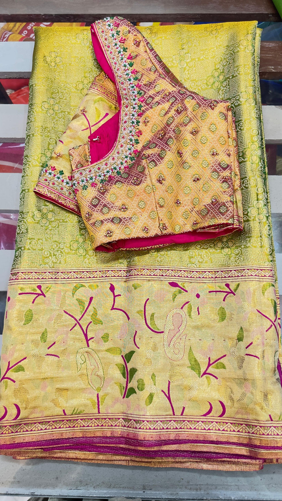 Nandini Pink Mirror & Zari Embroidered Blouse