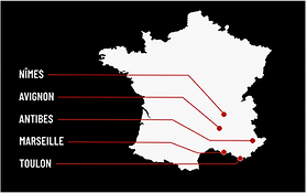 Carte de la zone d'intervention de Unity Lab Marseille