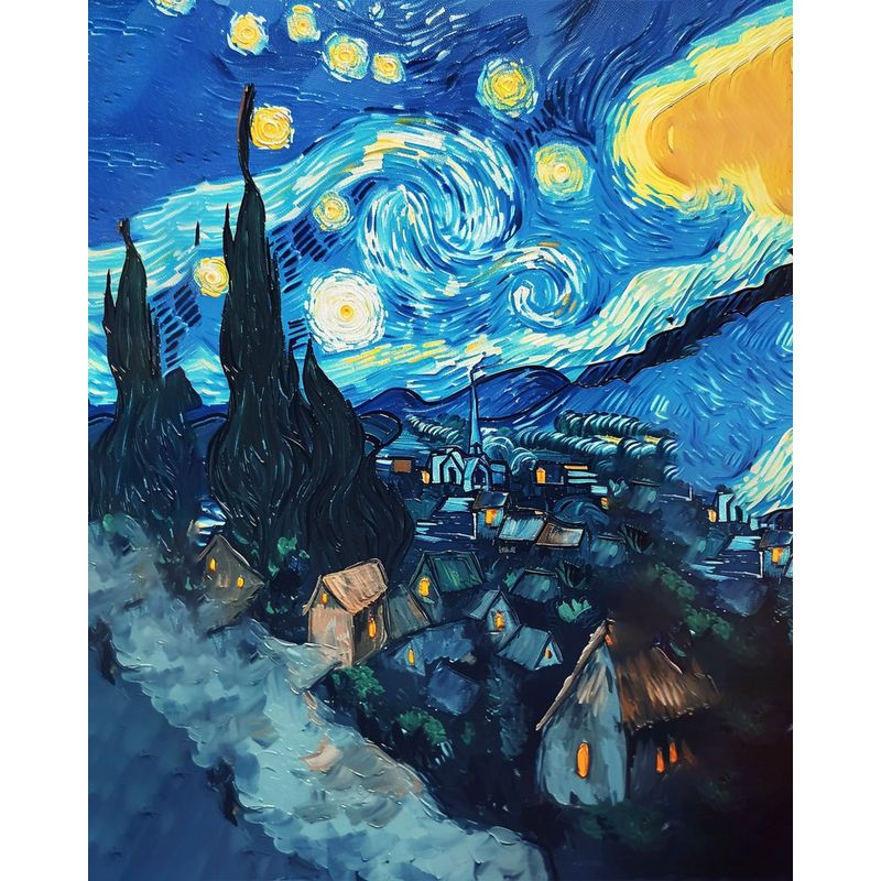 Thumbnail: GATYZTORY DIY Painting By Numbers Van Gogh Starry Sky Picture By Numbers Landsca