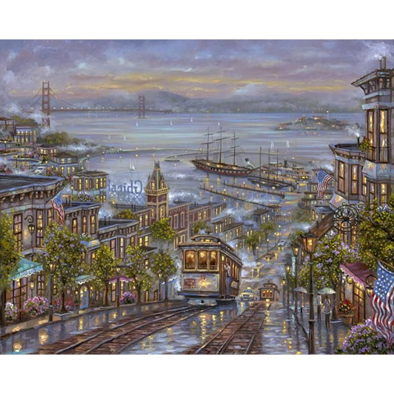 Thumbnail: Painting By Numbers On Canvas With Frame Diy Kit For Adults Scenery Drawing Acry