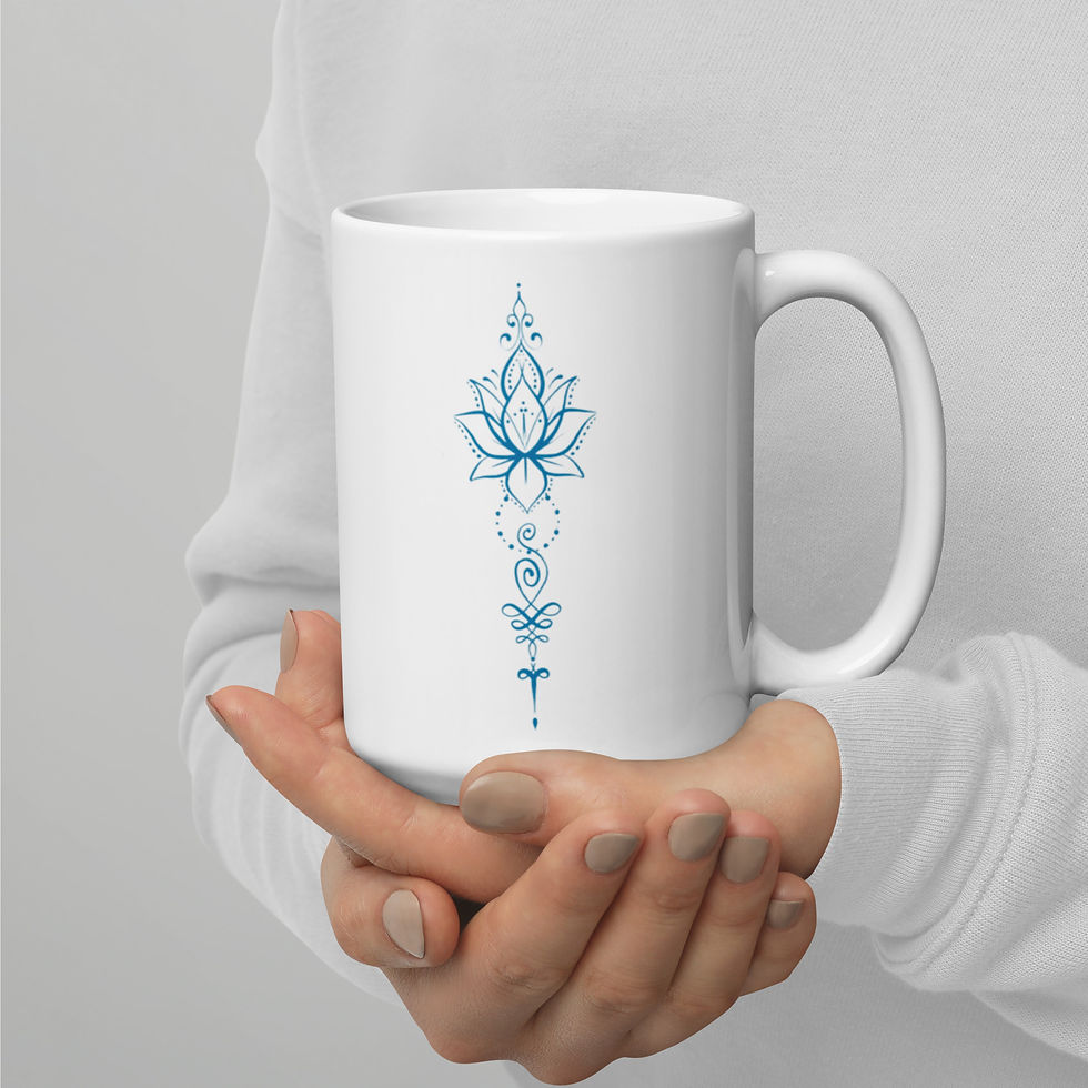 Thumbnail: White glossy mug Unalome 5 blue