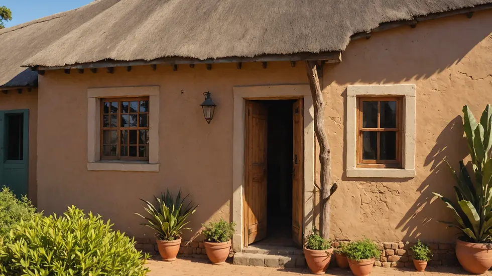 Close-up view of traditional South African architecture