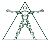 un bonhomme musclé dans un triangle