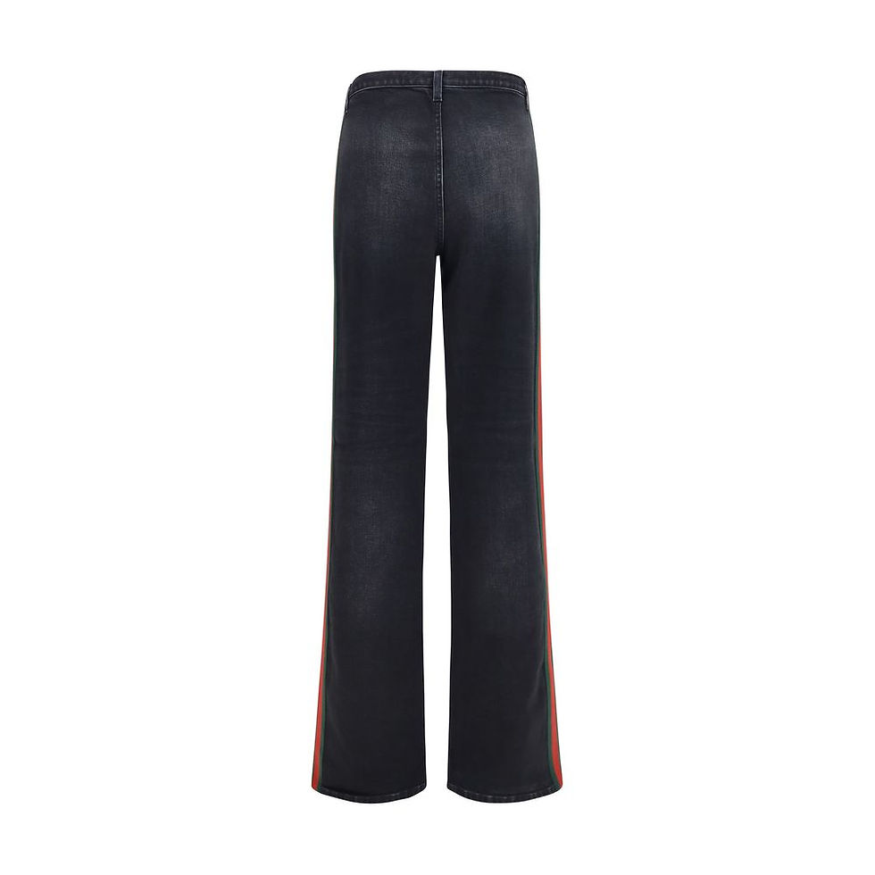サムネイル： Black Cotton Straight-Leg Jeans