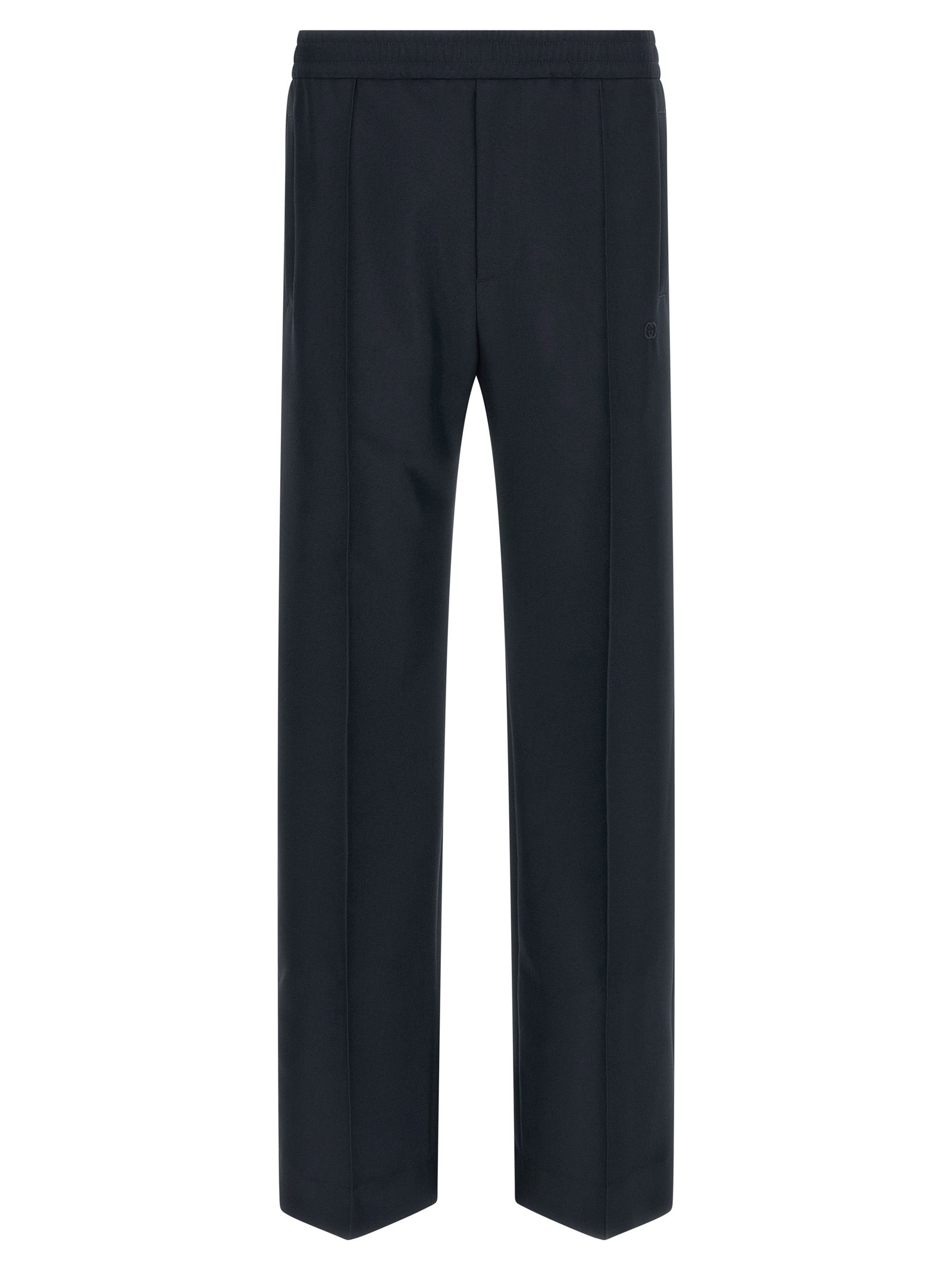 Blue Polyester Casual Pants