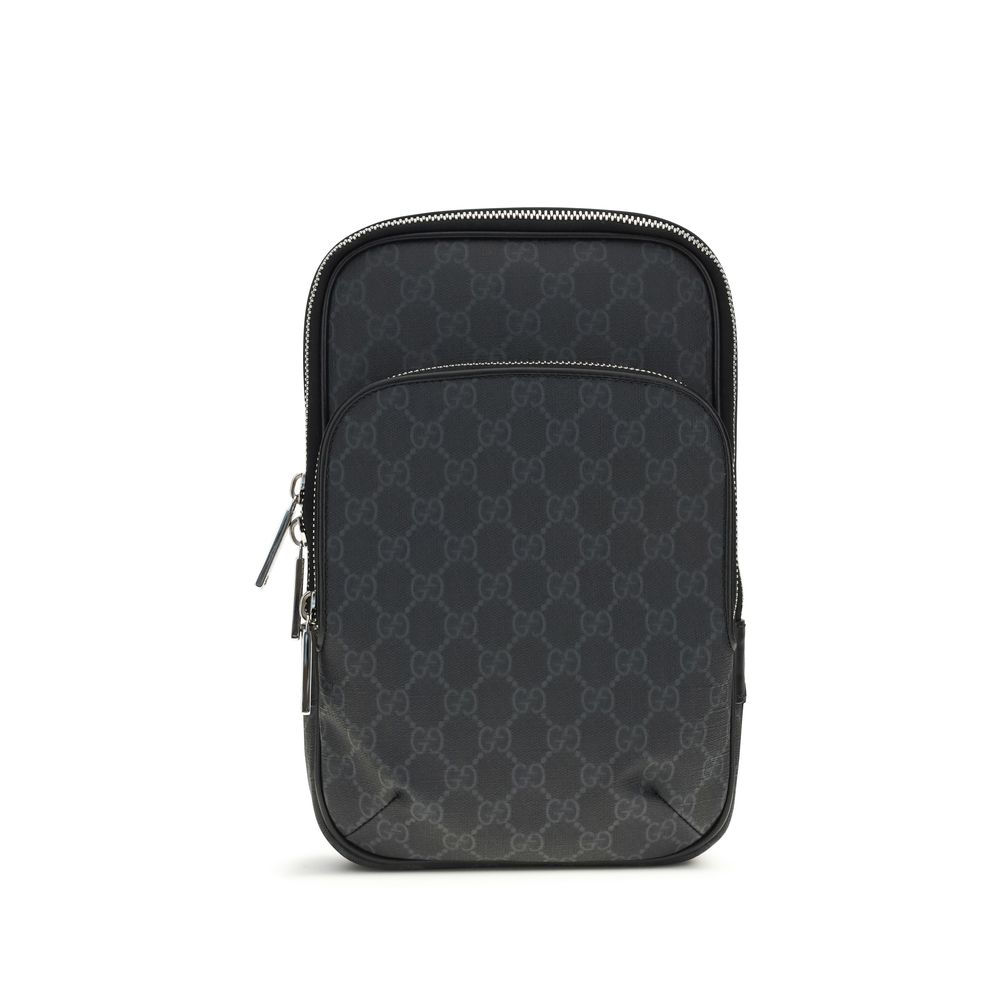 Black Polyurethane Shoulder Bag