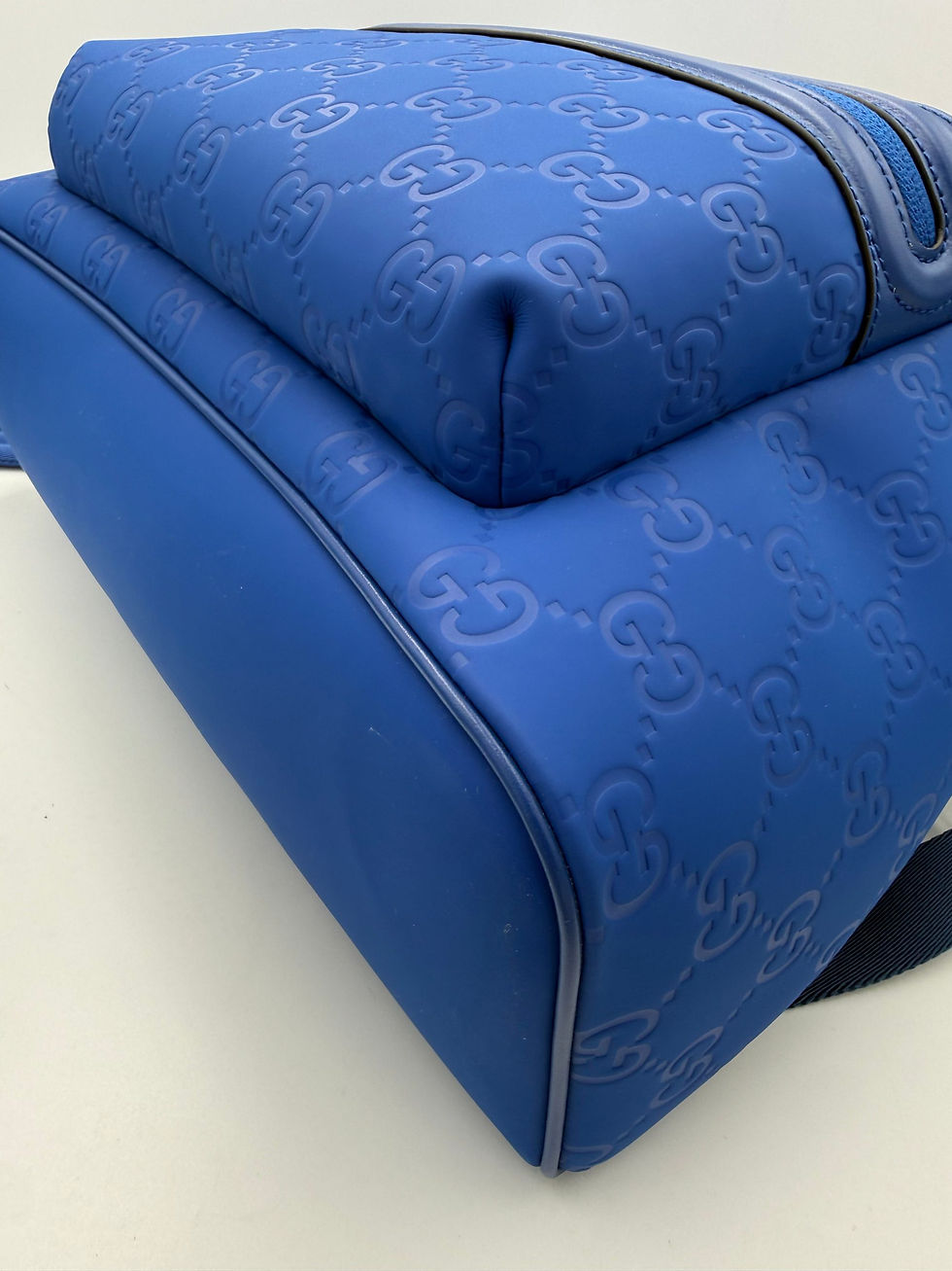 サムネイル： GUCCI GG Leather Blue Backpack