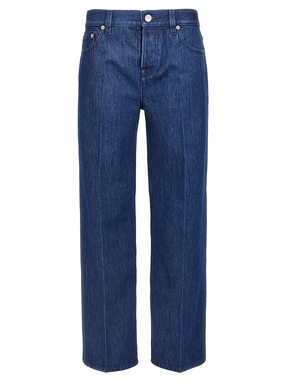 サムネイル： Blue Cotton Straight-Leg Jeans