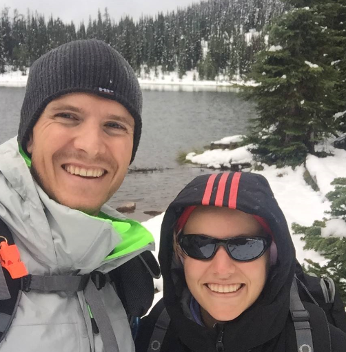 Selfie in front of Summit Lake