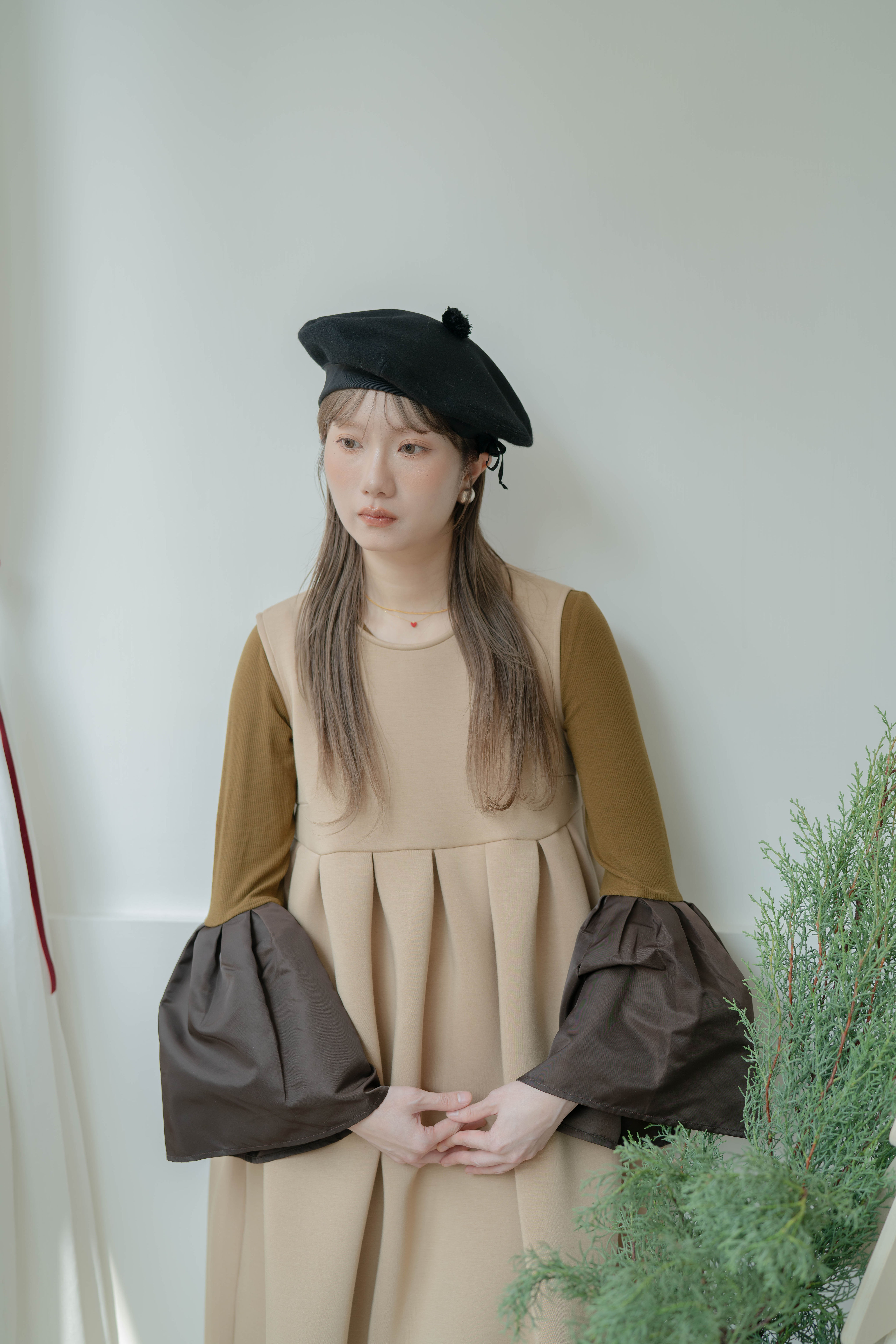 LELA inner top with scarf - beige mix brow