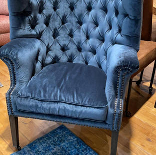 Captain chair, velvet blauw, voor kant op wielen