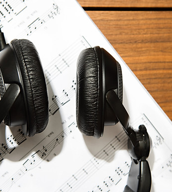Headphones and sheet music