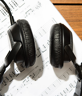 Headphones and sheet music