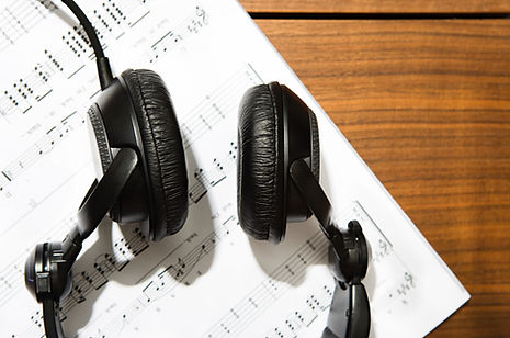 Headphones and sheet music
