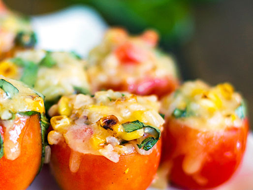 Stuffed Tomatoes with Roasted Corn & Basil