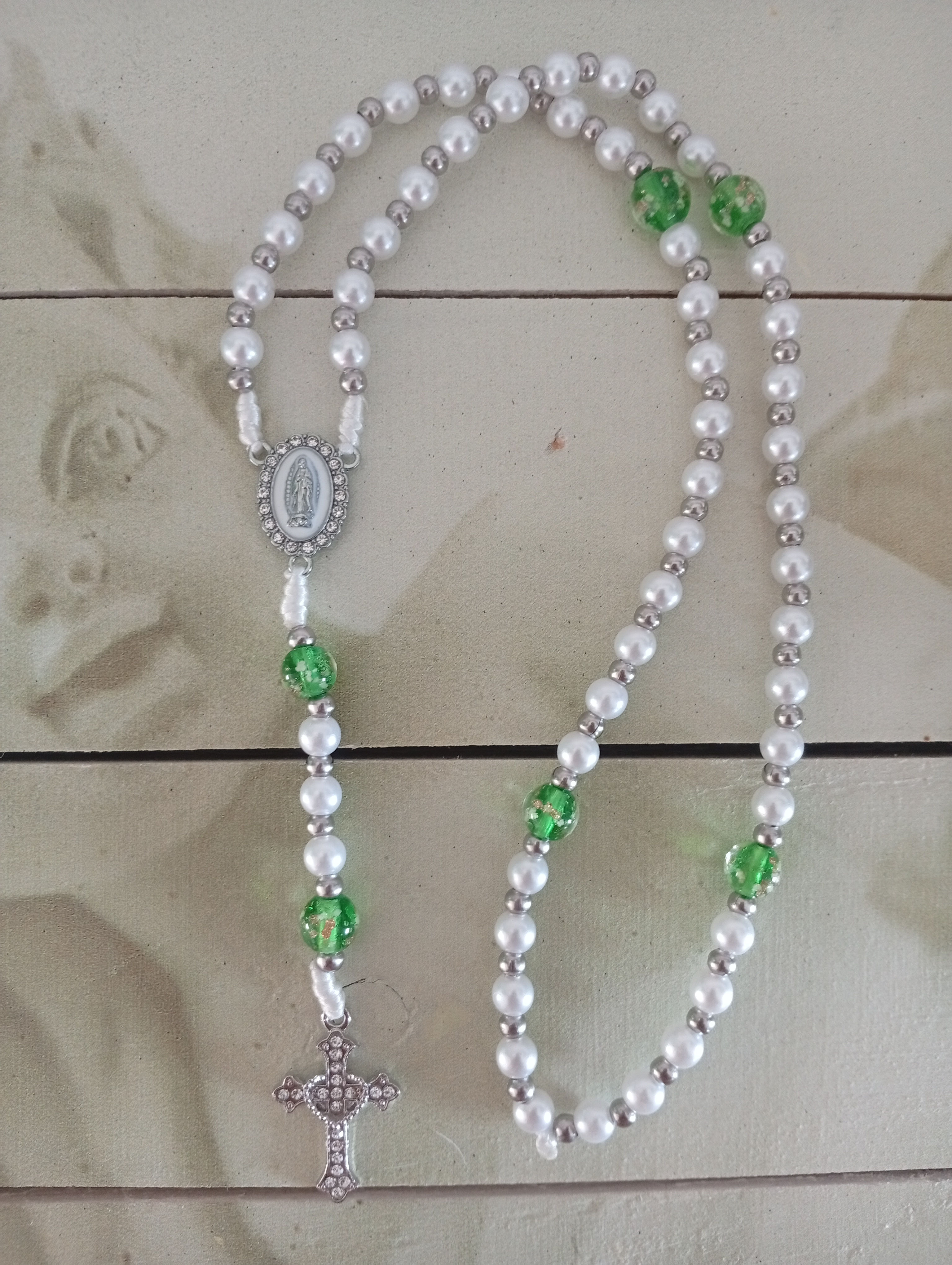 Chapelet PERLE GREEN ARGENTE
