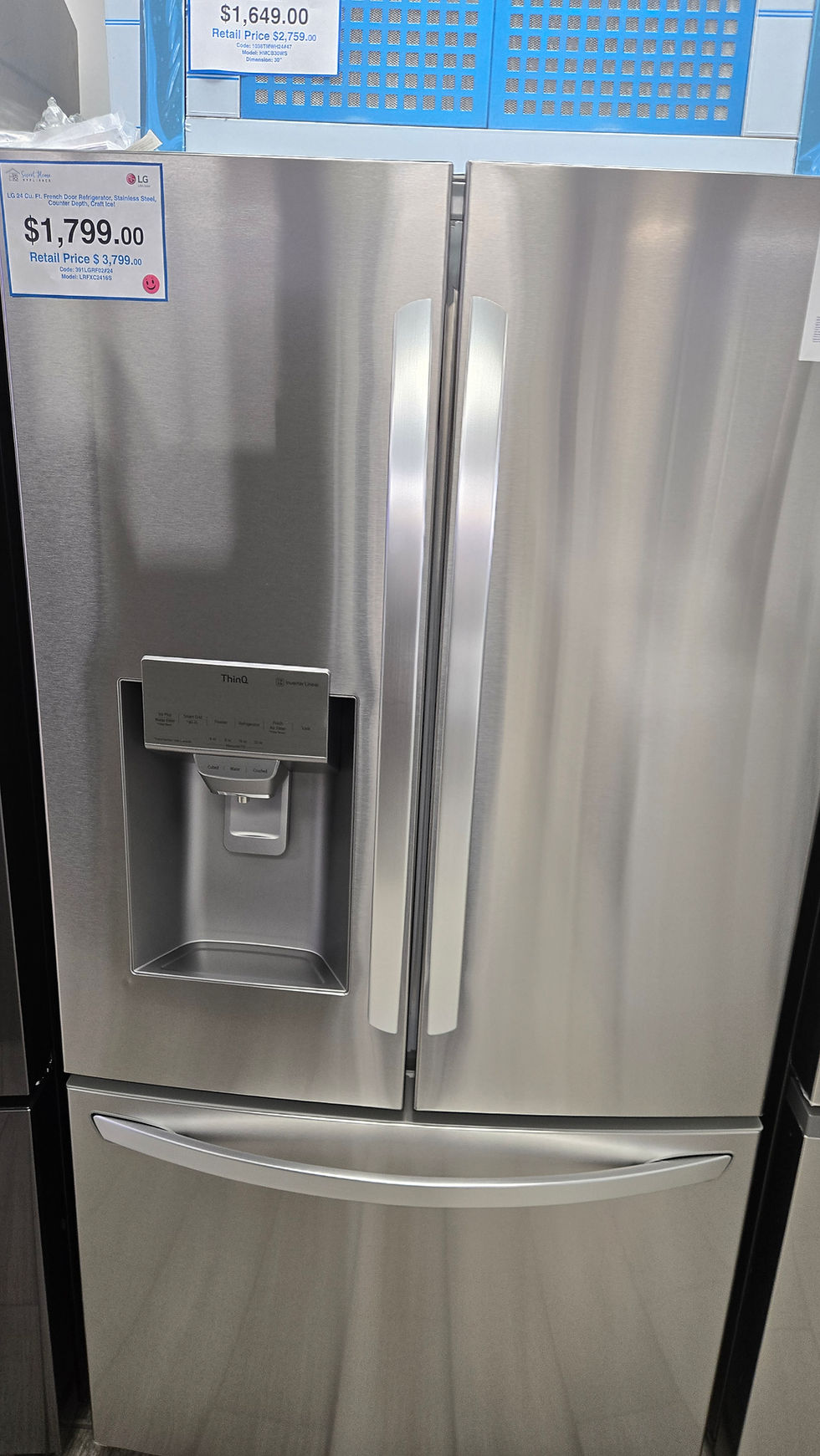 Thumbnail: LG - 23.5 Cu. Ft. French Door Counter-Depth Smart Refrigerator with Craft Ice -