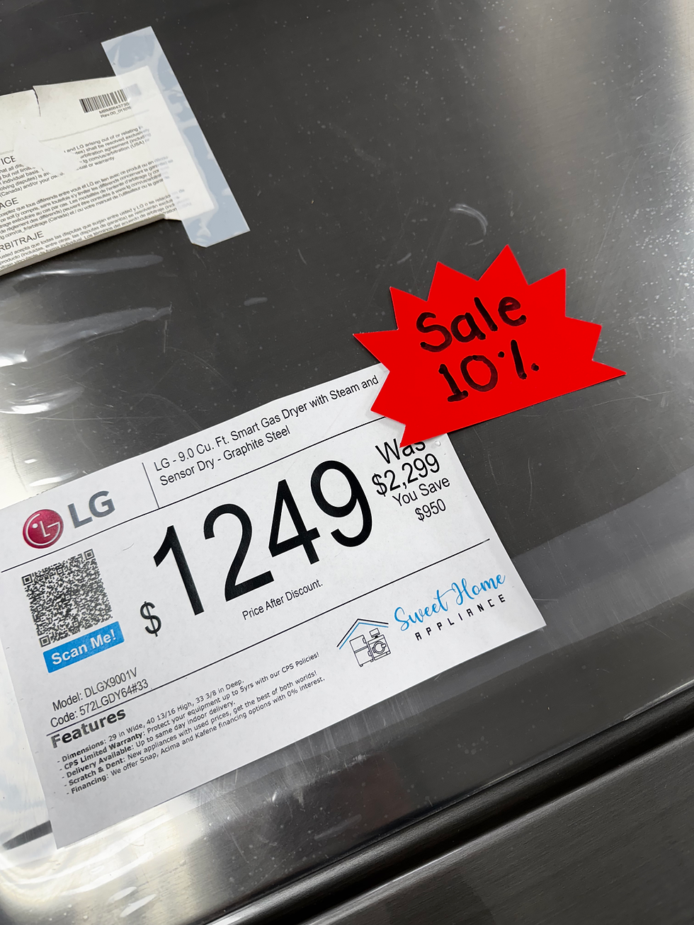 Thumbnail: NEW Gas Dryer! LG ThinQ Graphite Steel, Large Capacity 9 cu ft.