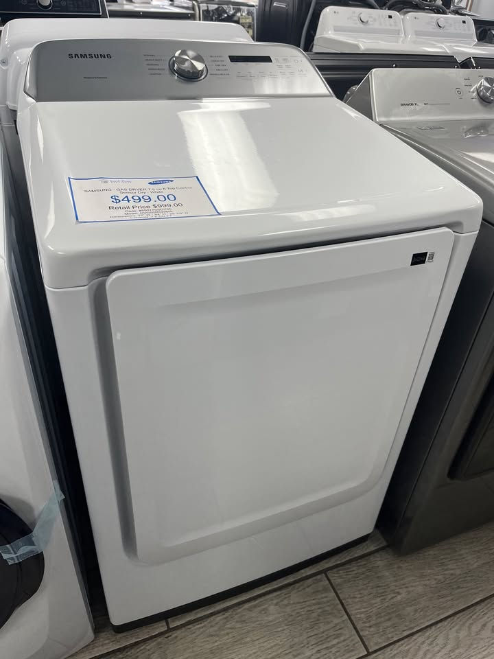 NEW Samsung GAS Dryer! 7.4 cu ft Top Control Sensor Dry in White