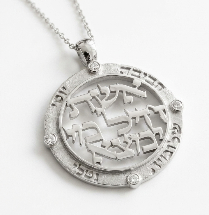 תליון כסף אשת חיל עם שמות הילדים, תליון שמות לאישה מכסף, תליון אשת חיל כסף