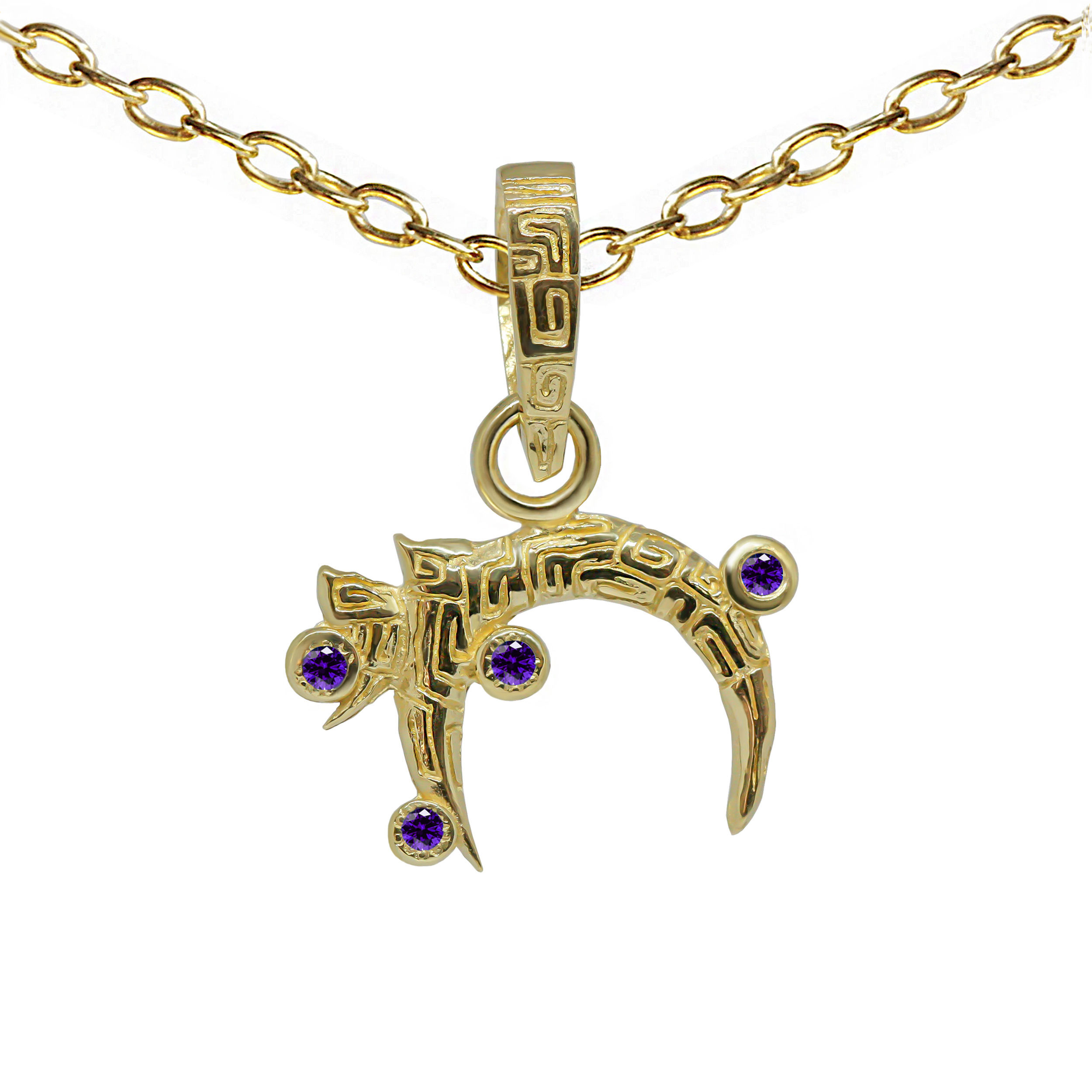 תליון חי זהב מעוצב לאישה, תליון חי משובץ, תליון חי זהב