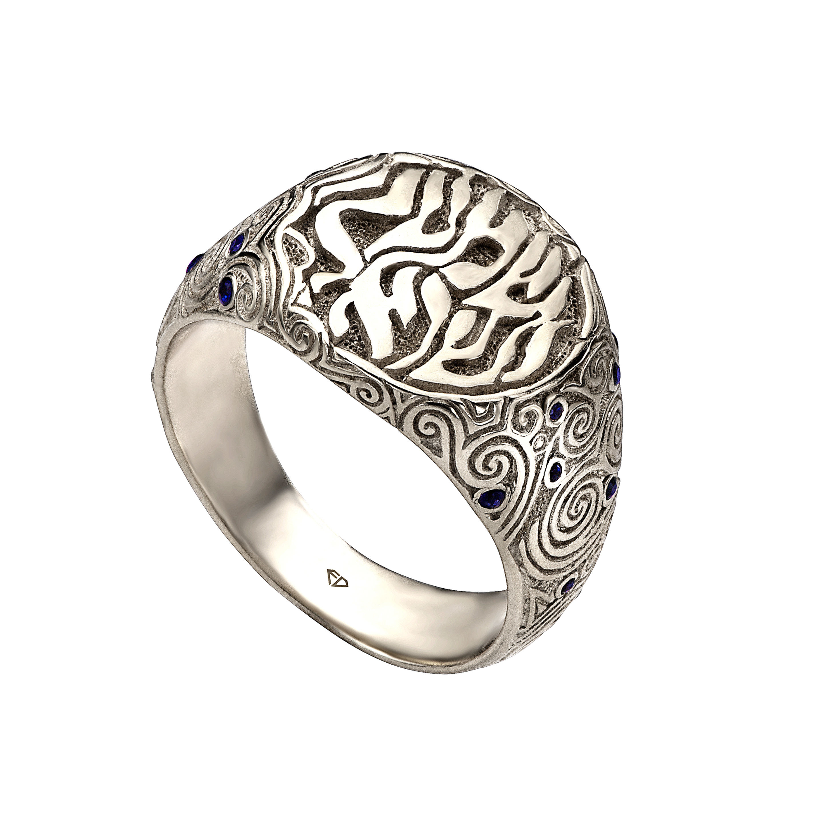 טבעת חותם כסף שמע ישראל