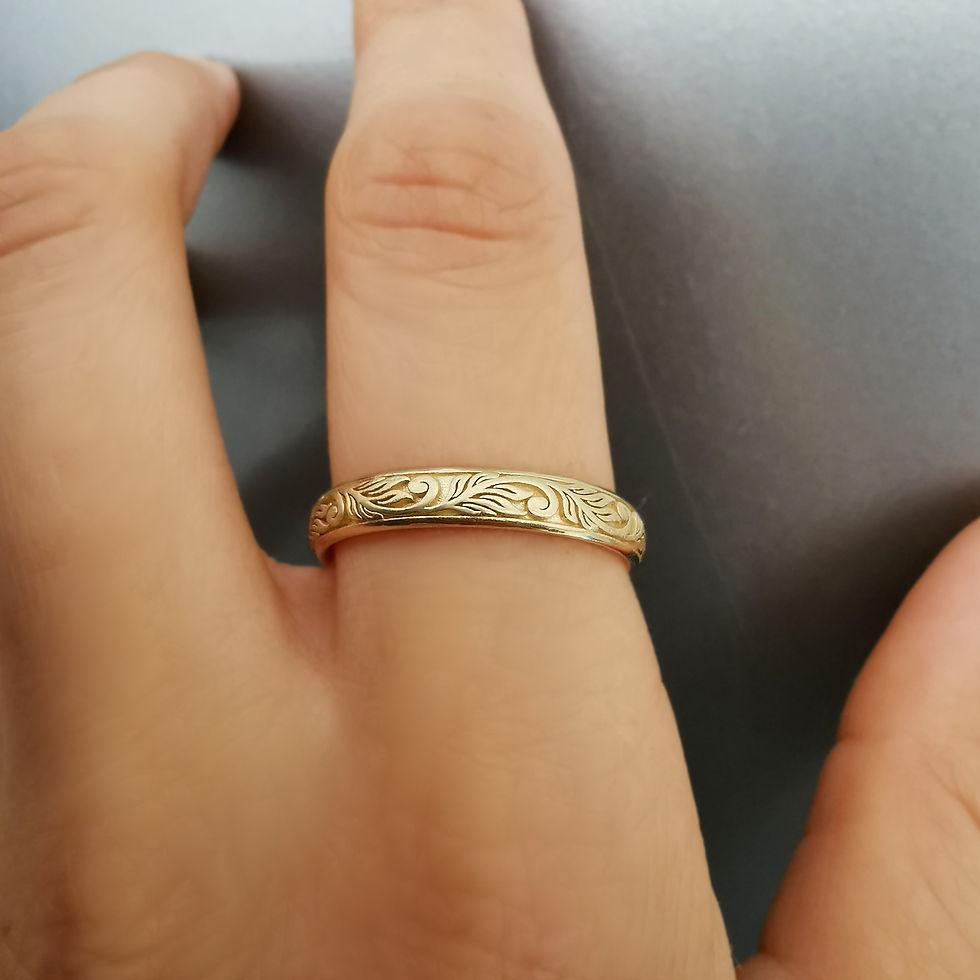 טבעת נישואין חריטות עלים