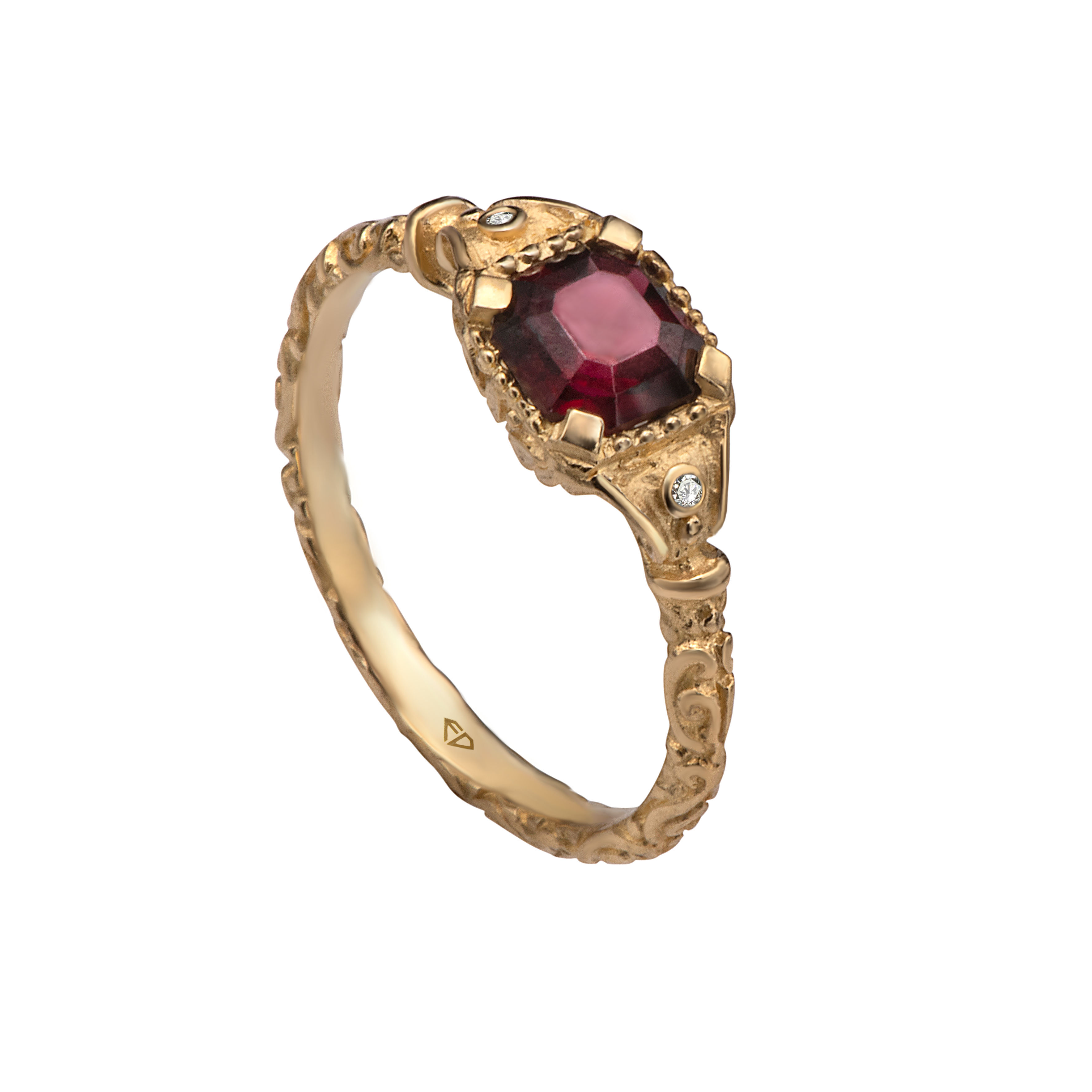 טבעת זהב גרנט עתיקה